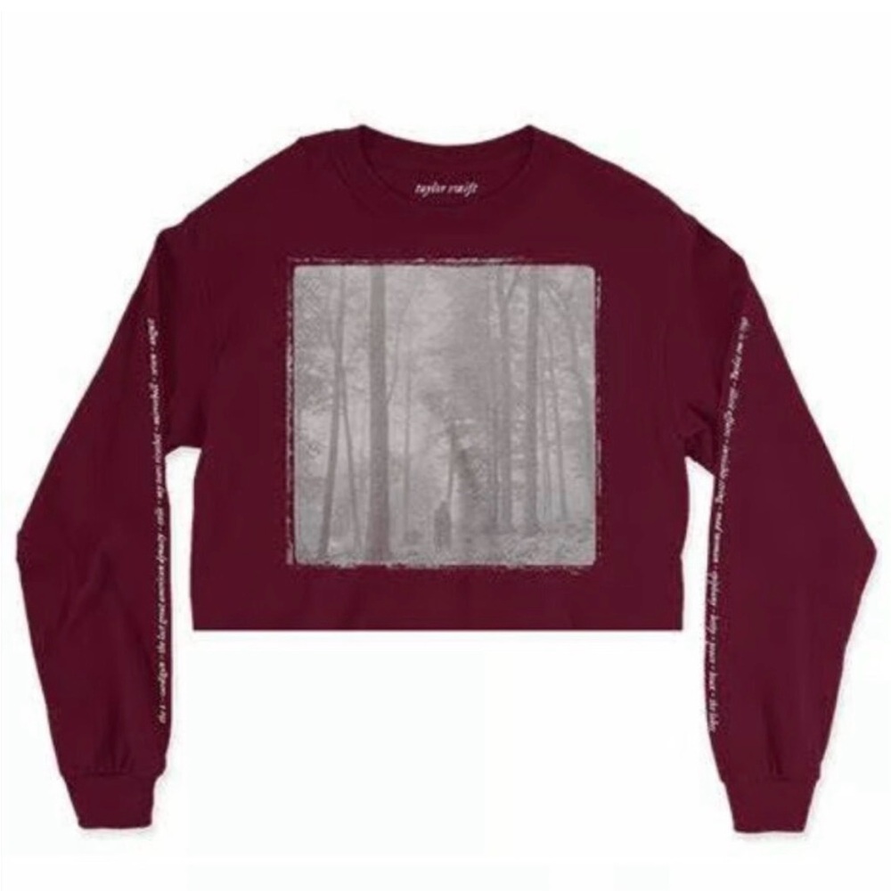 Taylor Swift Folklore Burgundy Cropped Long Sleeve